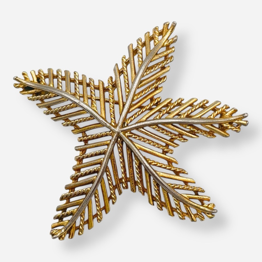 Vintage Lisner‎ Gold Silver Two Tone Starfish Brooch Pin